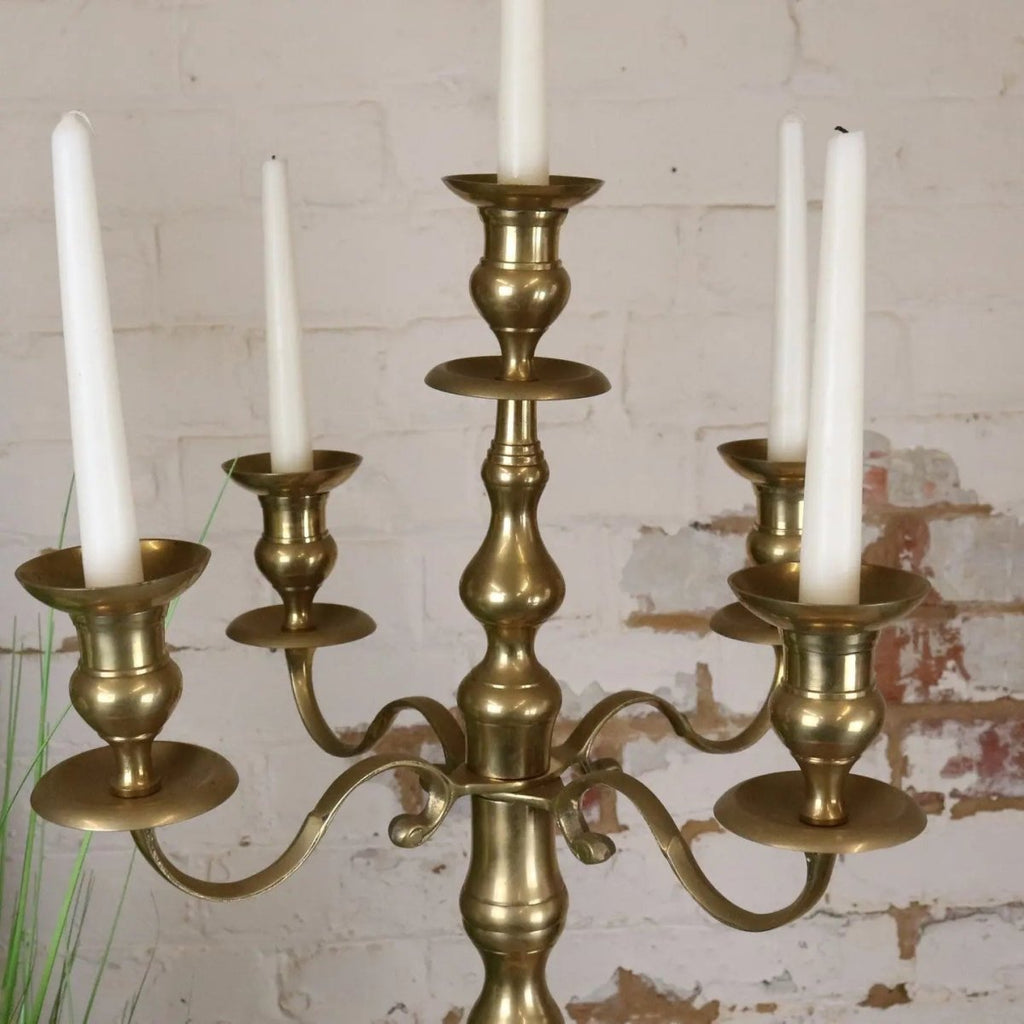 Vintage Brass Candelabra 100cm 5 Candle - Joe’s Haven