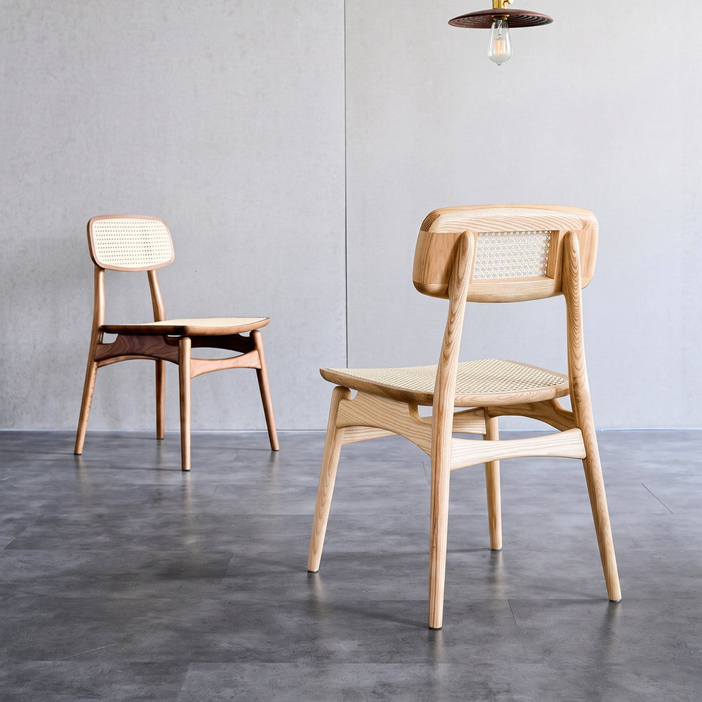 Hans Style Rattan Dining Chair, Light Oak