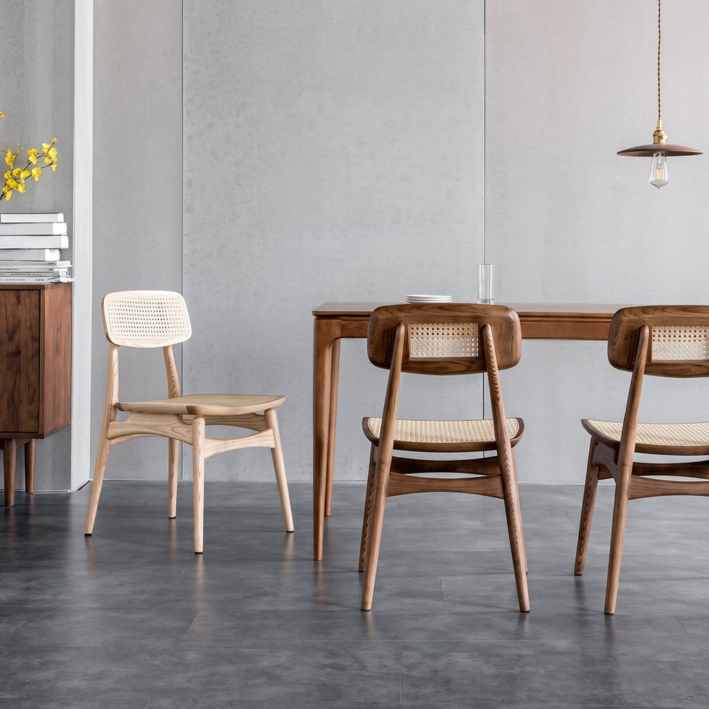 Hans Style Rattan Dining Chair, Light Oak