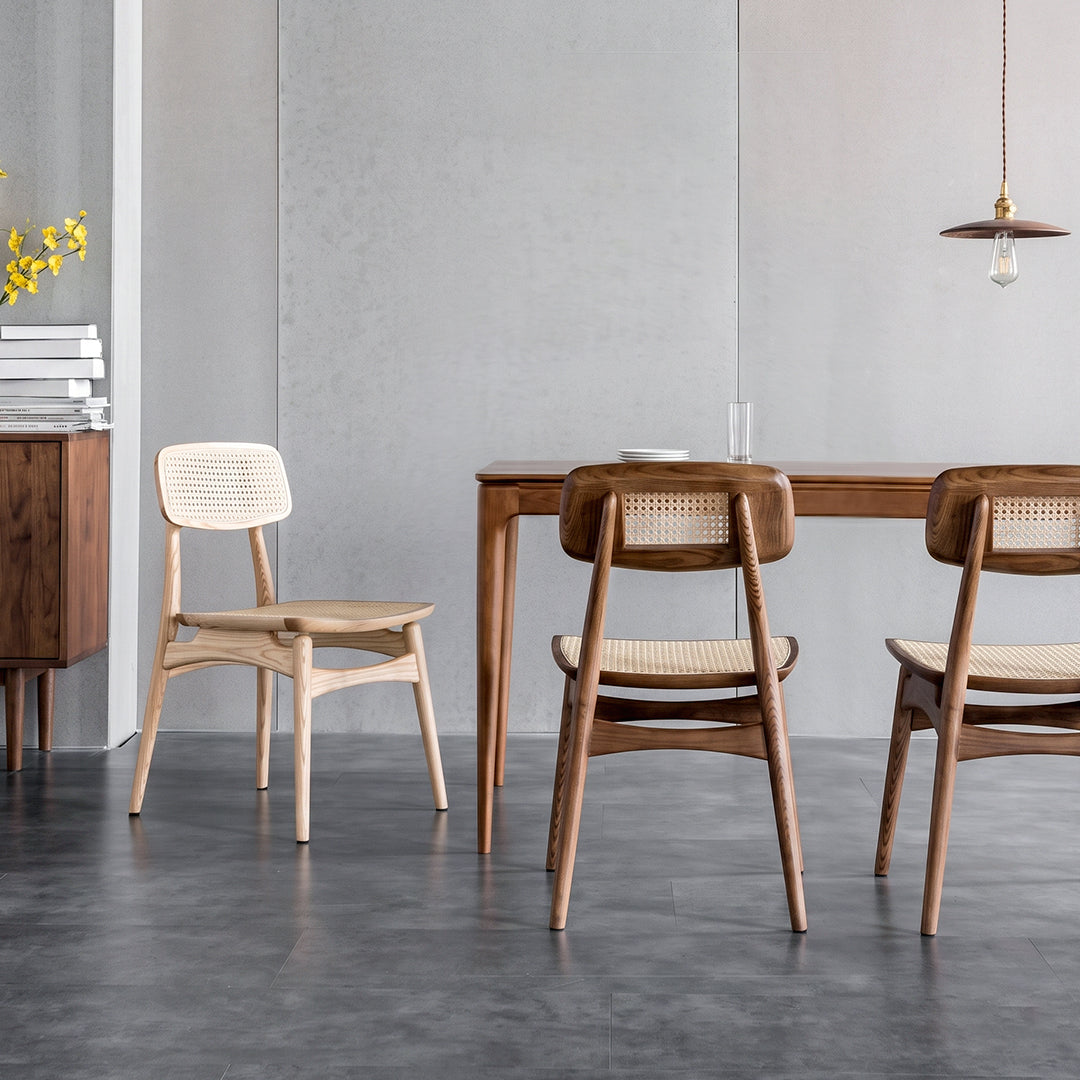 Hans Style Rattan Dining Chair, Light Oak