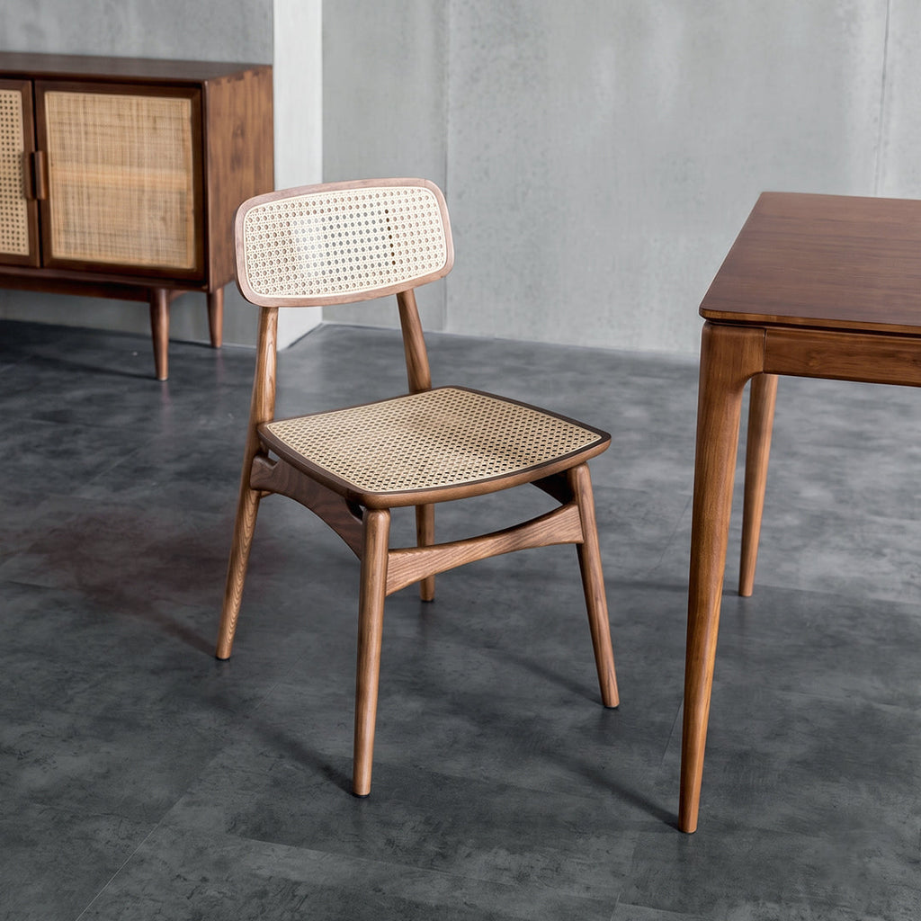 Hans Style Rattan Dining Chair, Light Oak