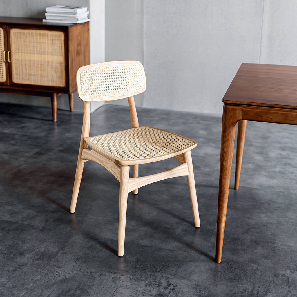 Hans Style Rattan Dining Chair, Light Oak