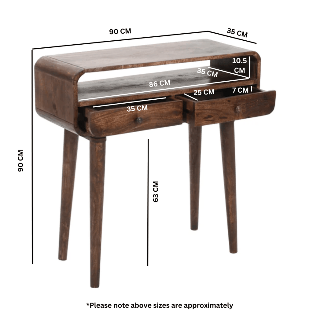 Franklin Dark Mango Wood Console Table with 2 Drawers - Joe’s Haven