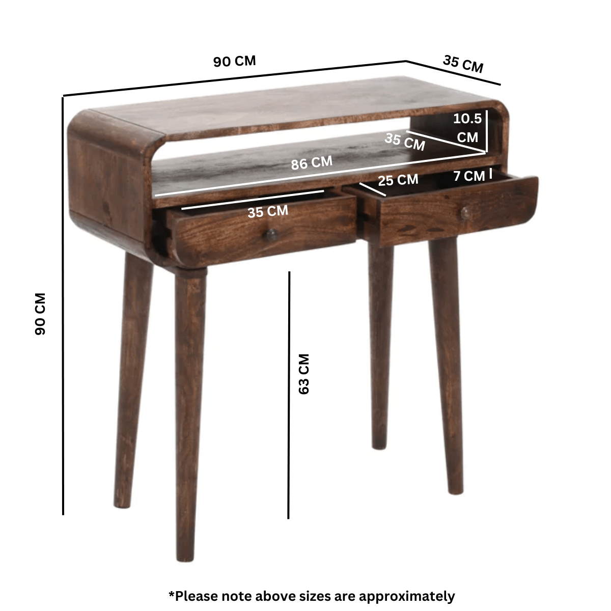 Franklin Dark Mango Wood Console Table with 2 Drawers - Joe’s Haven