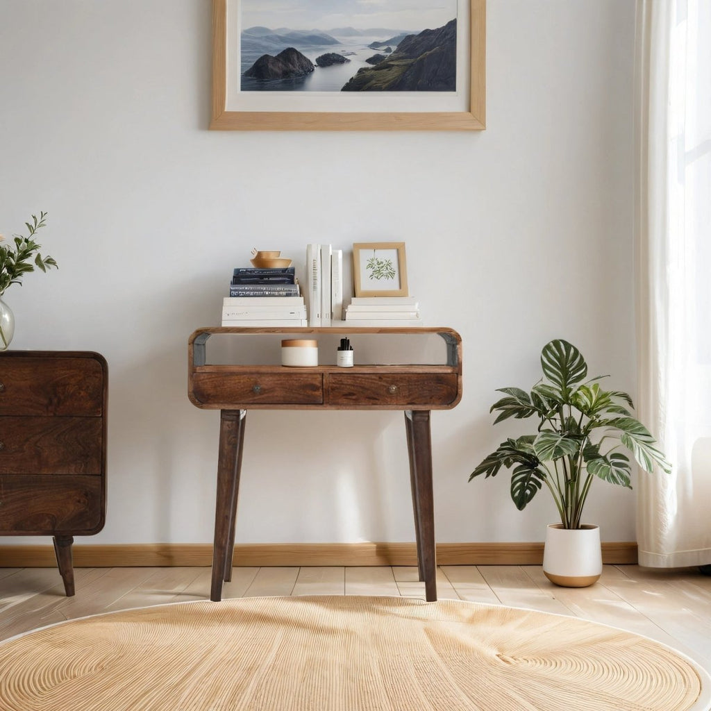 Franklin Dark Mango Wood Console Table with 2 Drawers - Joe’s Haven