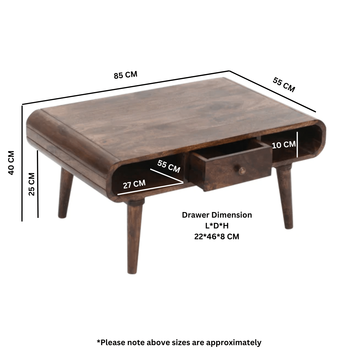 Franklin Dark Mango Wood Coffee Table with Drawer - Joe’s Haven