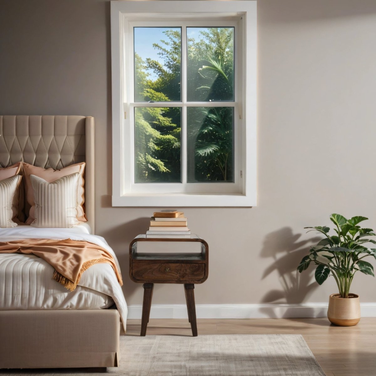 Franklin Dark Mango Wood Bedside Table with Drawer - Joe’s Haven