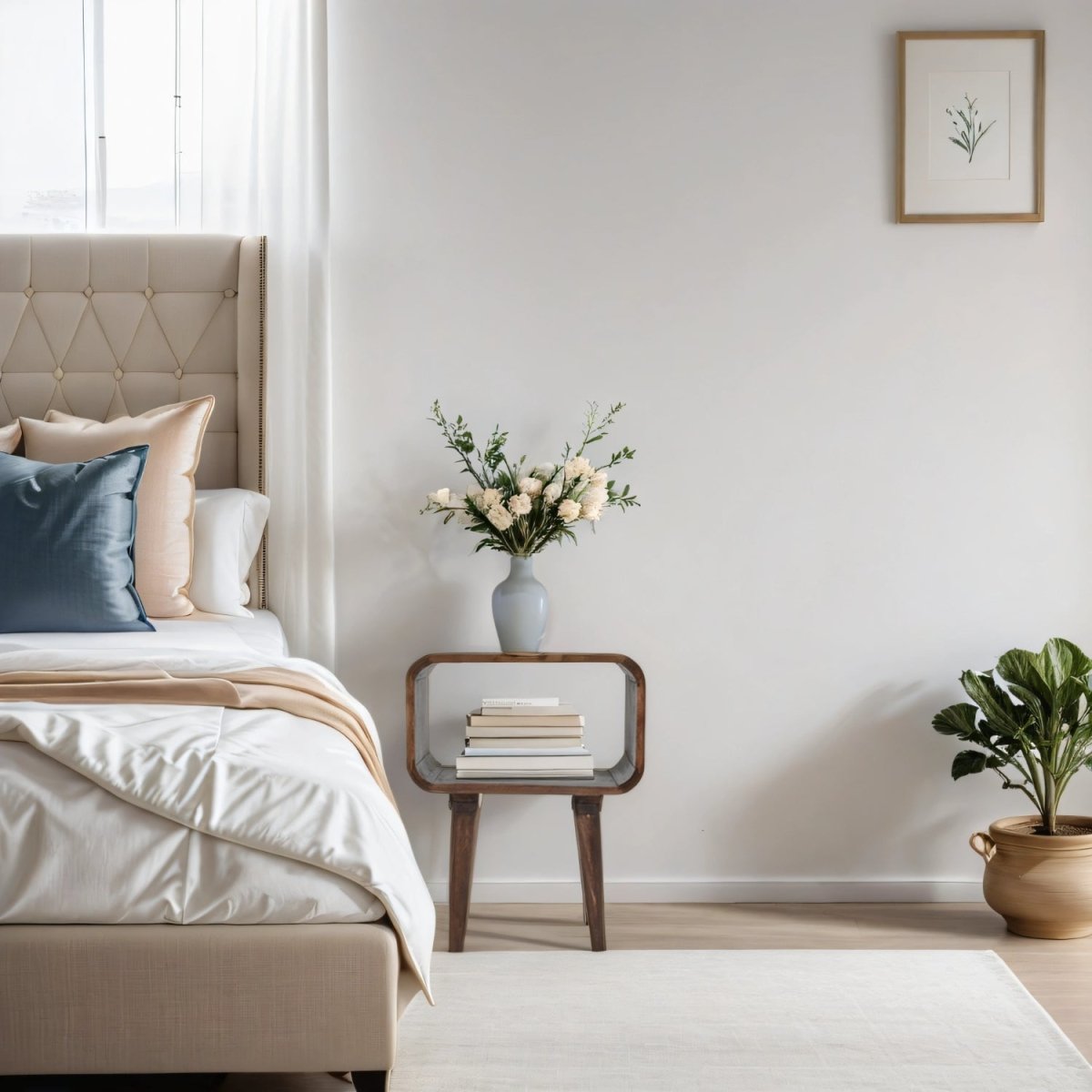 Franklin Dark Mango Wood Bedside Open Curve Edges Table - Joe’s Haven