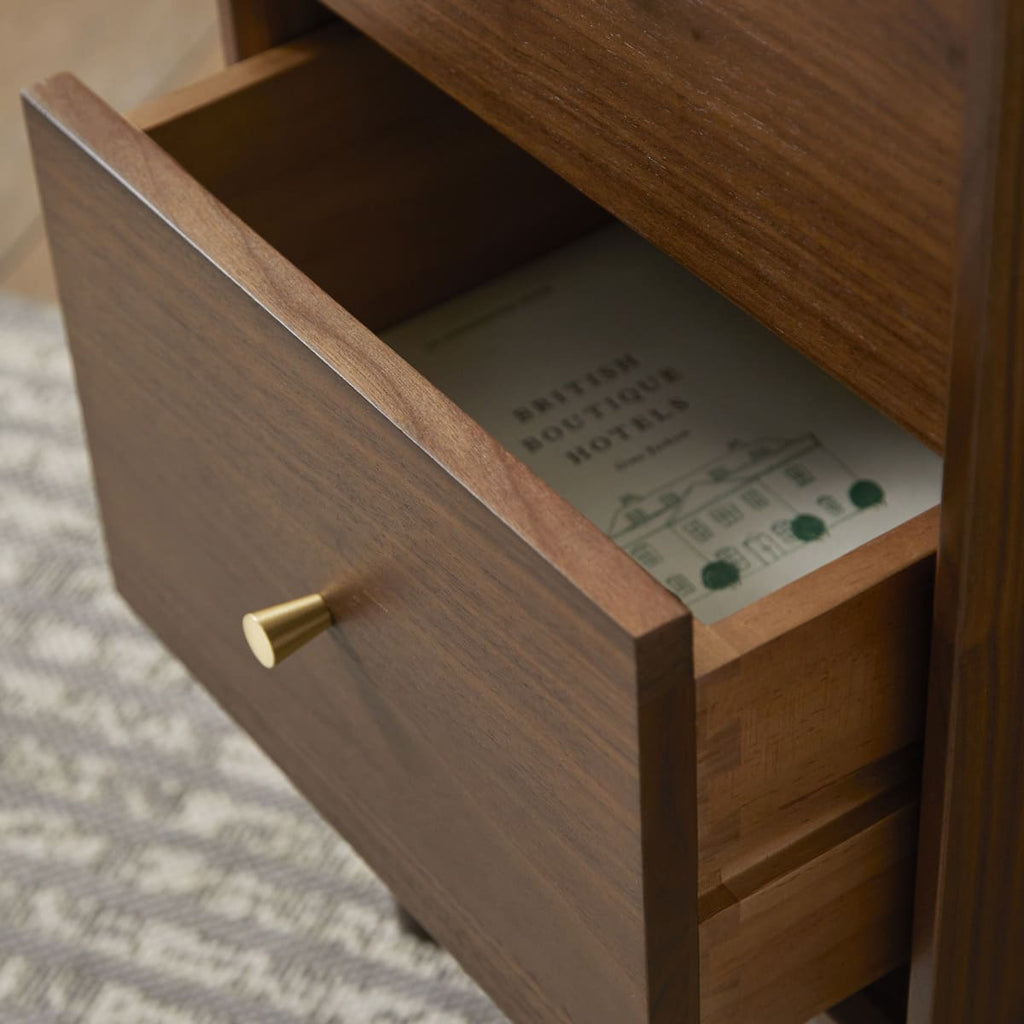 Wright Narrow Walnut Bedside Table - Joe’s Haven