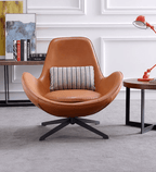 Snail Swivel Accent Armchair, Brown Leather - Joe’s Haven