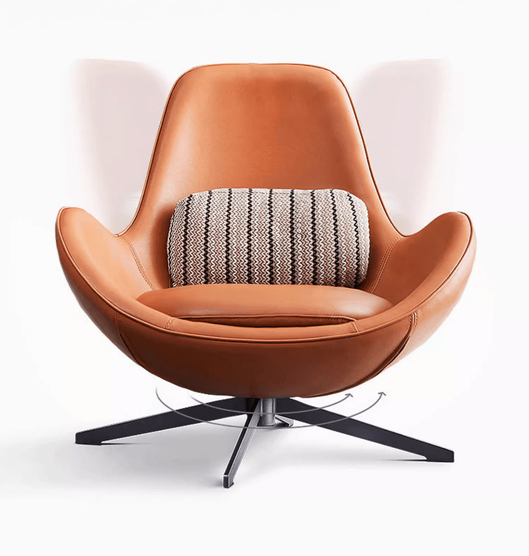 Snail Swivel Accent Armchair, Brown Leather - Joe’s Haven