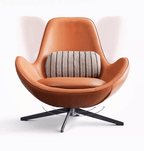 Snail Swivel Accent Armchair, Brown Leather - Joe’s Haven
