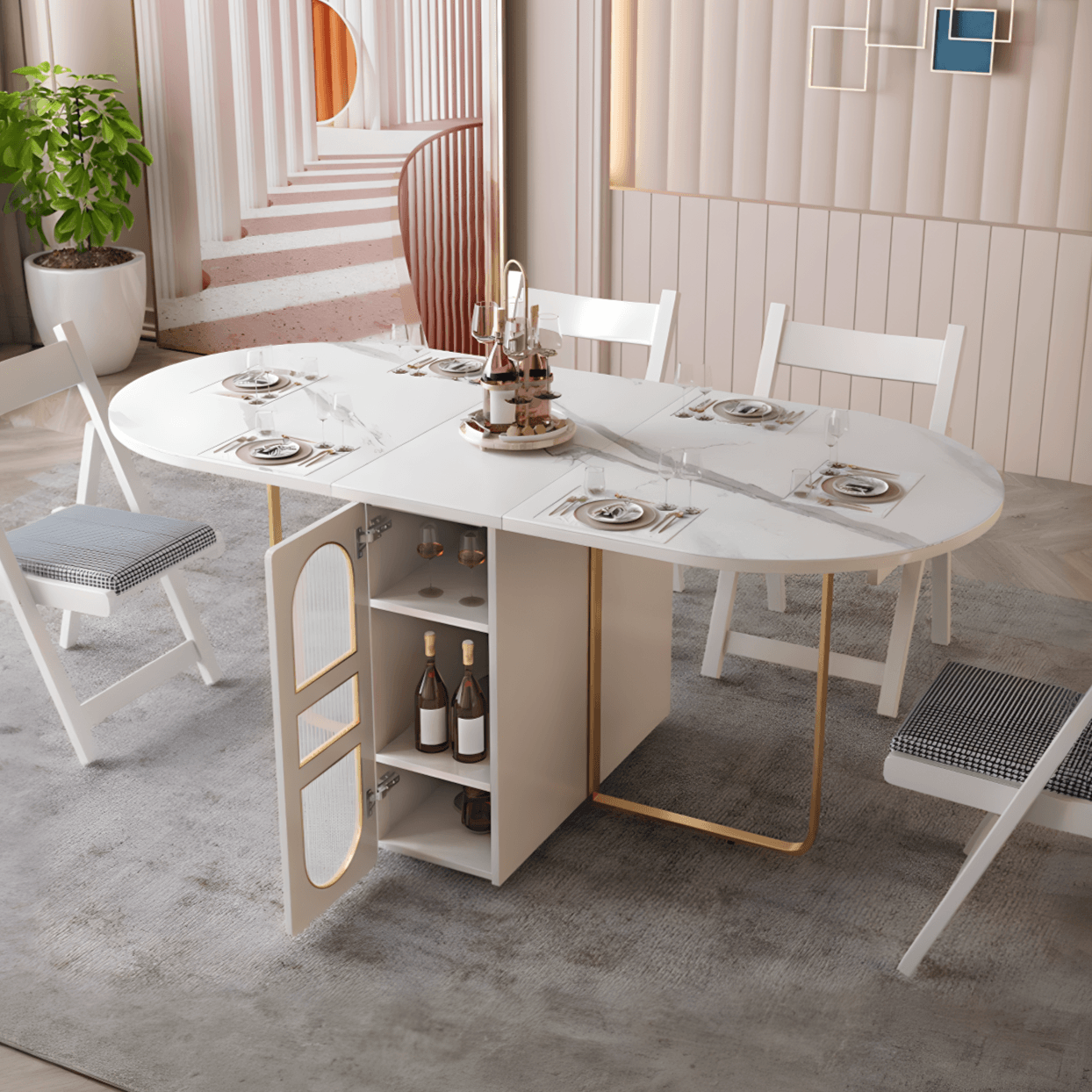 Weilai Concept Signature Folding Dining Table, White, Oval - Joe’s Haven
