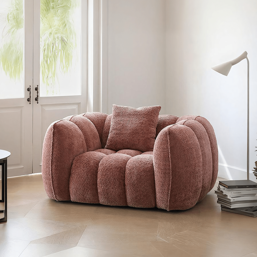 Welton Pumpkin Armchair, Boucle - Joe’s Haven