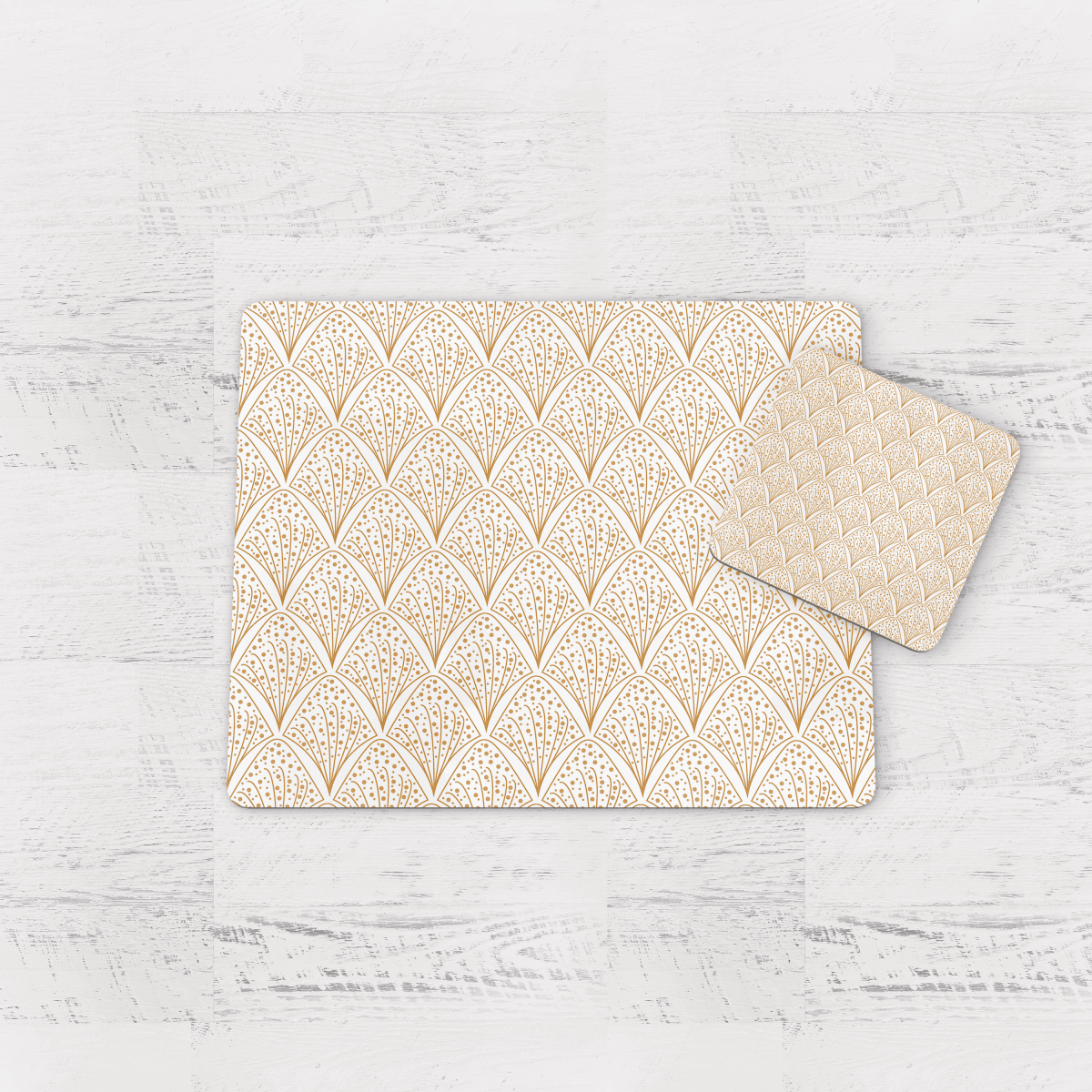 White & Gold Retro Geometric Placemats, Set of 4 or Set of 6 - Joe’s Haven