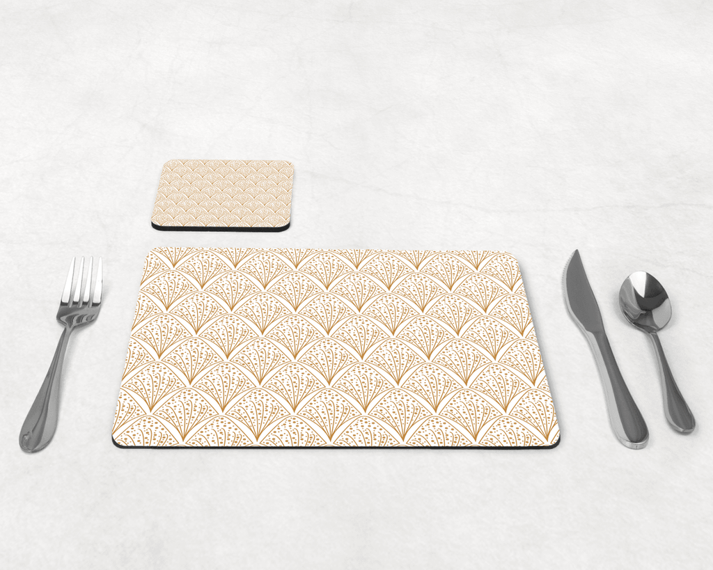 White & Gold Retro Geometric Placemats, Set of 4 or Set of 6 - Joe’s Haven