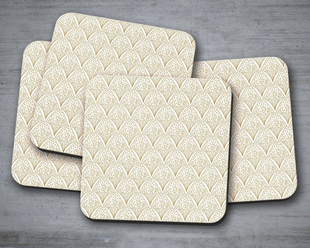 White & Gold Retro Geometric Placemats, Set of 4 or Set of 6 - Joe’s Haven