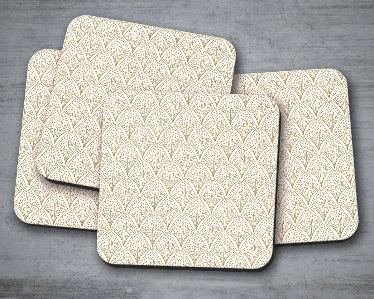 White & Gold Retro Geometric Placemats, Set of 4 or Set of 6 - Joe’s Haven