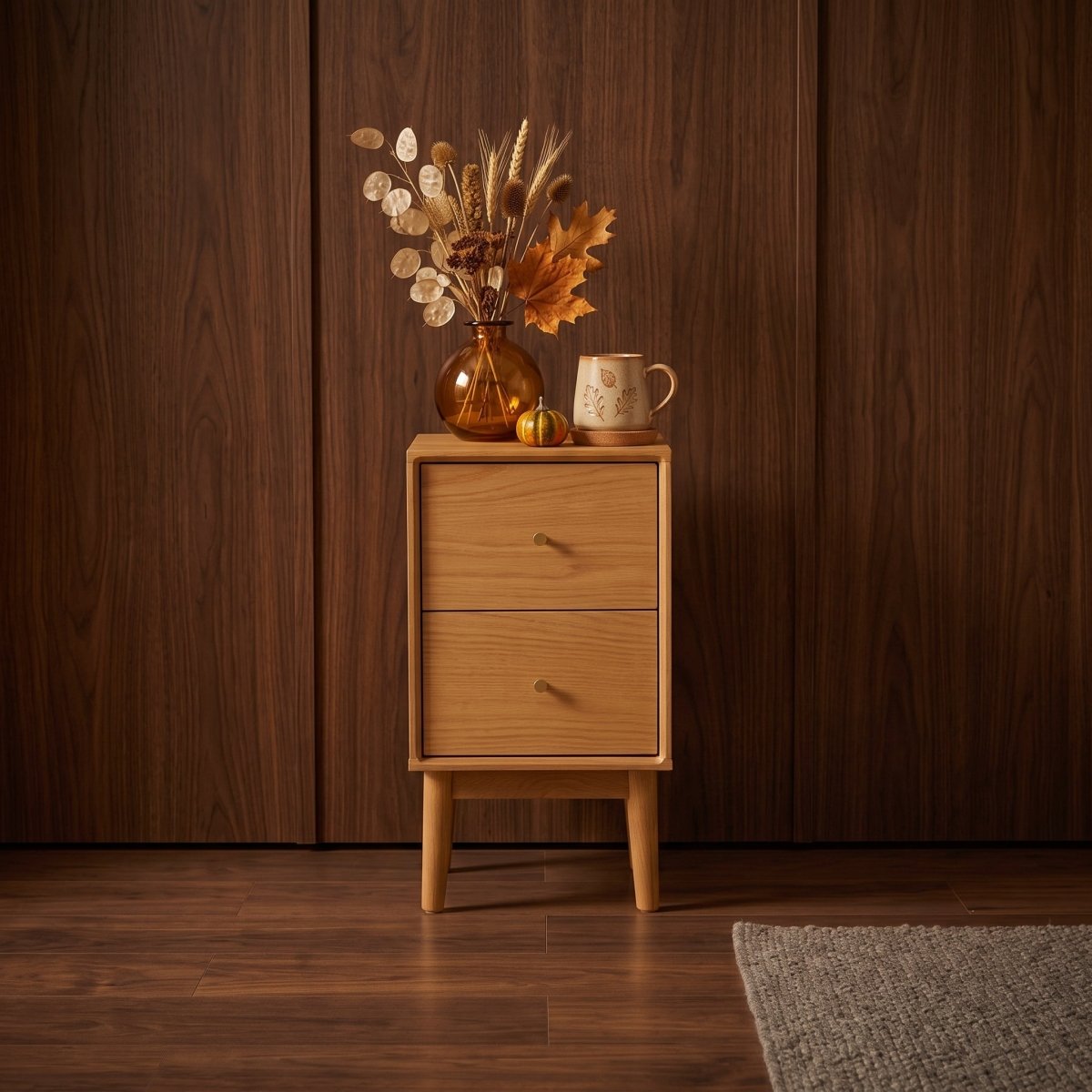 Wright Narrow Oak Bedside Table - Joe’s Haven