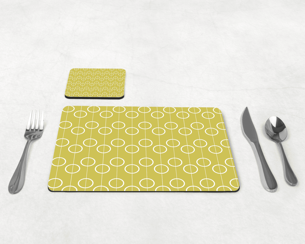 Yellow Retro Geometric Circles Placemats, Set of 4 or Set of 6 - Joe’s Haven