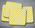 Yellow and White Geometric Tiles Design Coasters, Table Decor Drinks Mat - Joe’s Haven