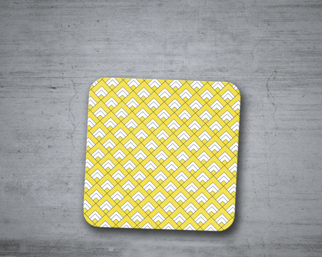 Yellow and White Geometric Tiles Design Coasters, Table Decor Drinks Mat - Joe’s Haven