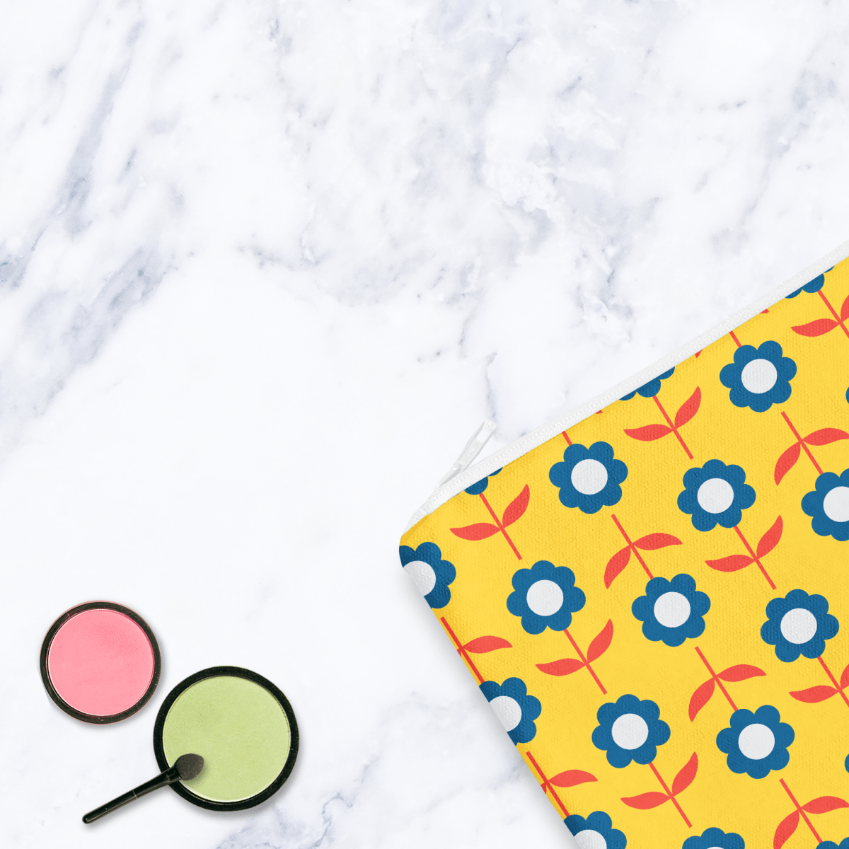 Bright Yellow Retro Flowers Make Up Bag - Joe’s Haven