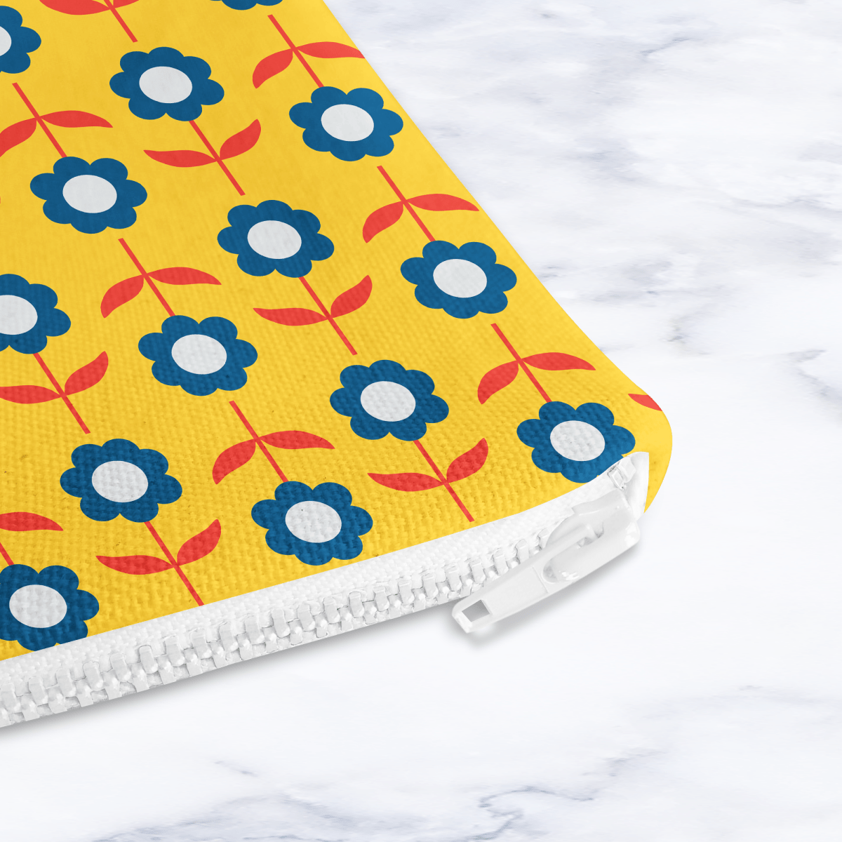 Bright Yellow Retro Flowers Make Up Bag - Joe’s Haven
