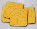 Yellow and Grey Lines Contemporary Coasters, Table Decor Drinks Mat - Joe’s Haven