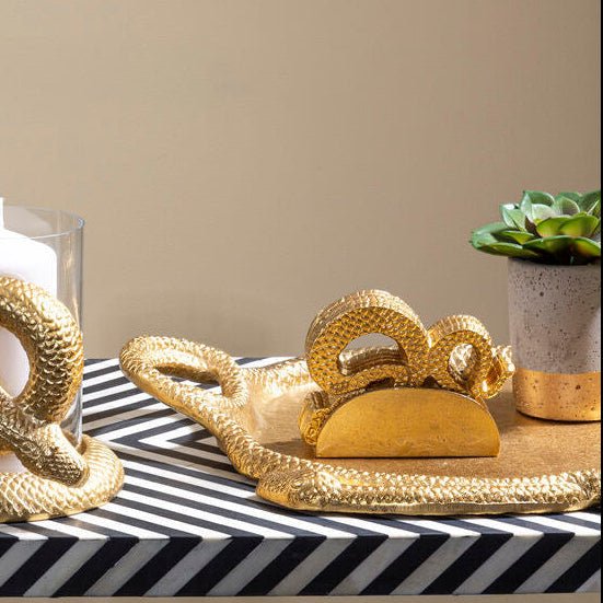 Serpent Gold Set of 4 Coasters with Holder - Joe’s Haven