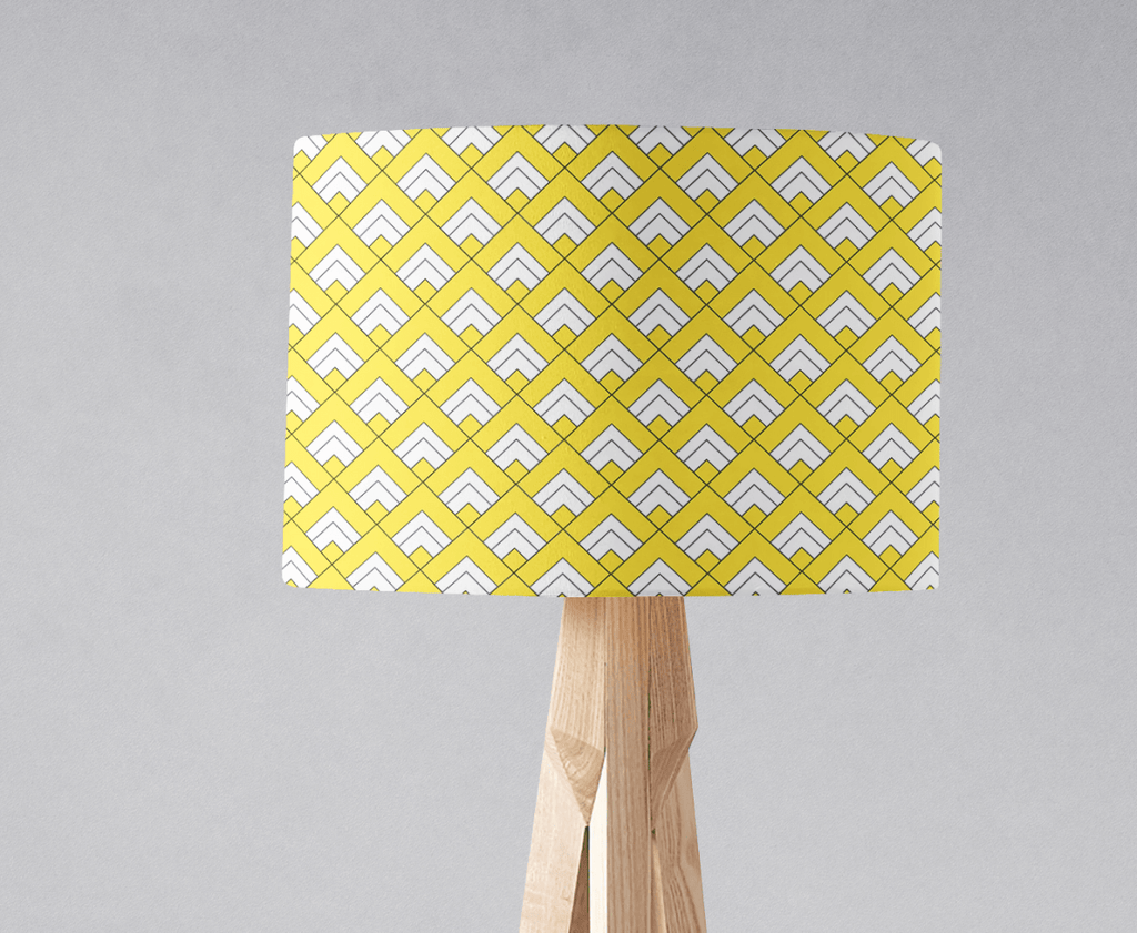 Yellow and White Geometric Tiles Design Lampshade, Ceiling or Table Lamp Shade - Joe’s Haven