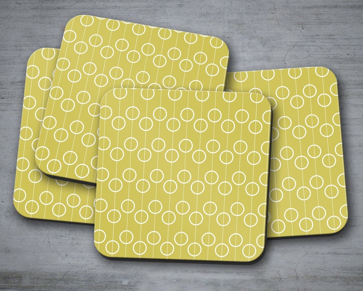 Yellow Retro Geometric Circles Placemats, Set of 4 or Set of 6 - Joe’s Haven