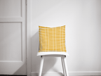 Yellow Cushion with a White Striped Lines Geometric Design, Throw Pillow - Joe’s Haven