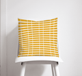 Yellow Cushion with a White Striped Lines Geometric Design, Throw Pillow - Joe’s Haven
