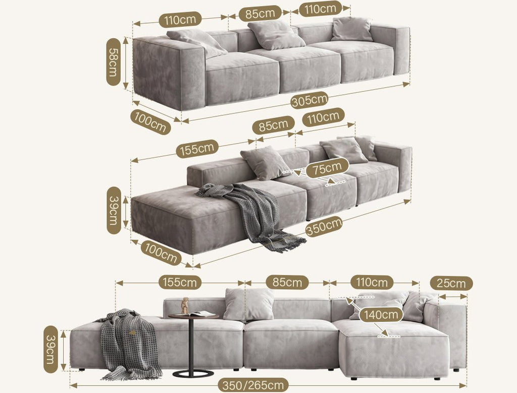 Yetta Three Seater, Four Seater Sofa, Corner Sofa, Grey Velvet - Joe’s Haven