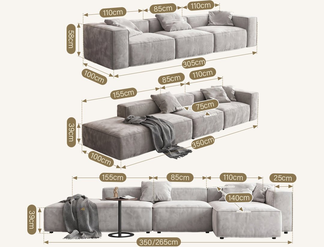 Yetta Three Seater, Four Seater Sofa, Corner Sofa, Grey Velvet - Joe’s Haven