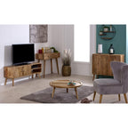 Marlow Light Mango Wood TV Stand with 2 Doors & 2 Shelves - Joe’s Haven