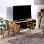 Marlow Light Mango Wood TV Stand with 2 Doors & 2 Shelves - Joe’s Haven
