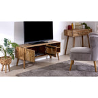 Marlow Light Mango Wood TV Stand with 2 Doors & 2 Shelves - Joe’s Haven