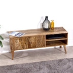 Marlow Light Mango Wood TV Stand with 2 Doors & 2 Shelves - Joe’s Haven