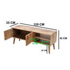 Marlow Light Mango Wood TV Stand with 2 Doors & 2 Shelves - Joe’s Haven