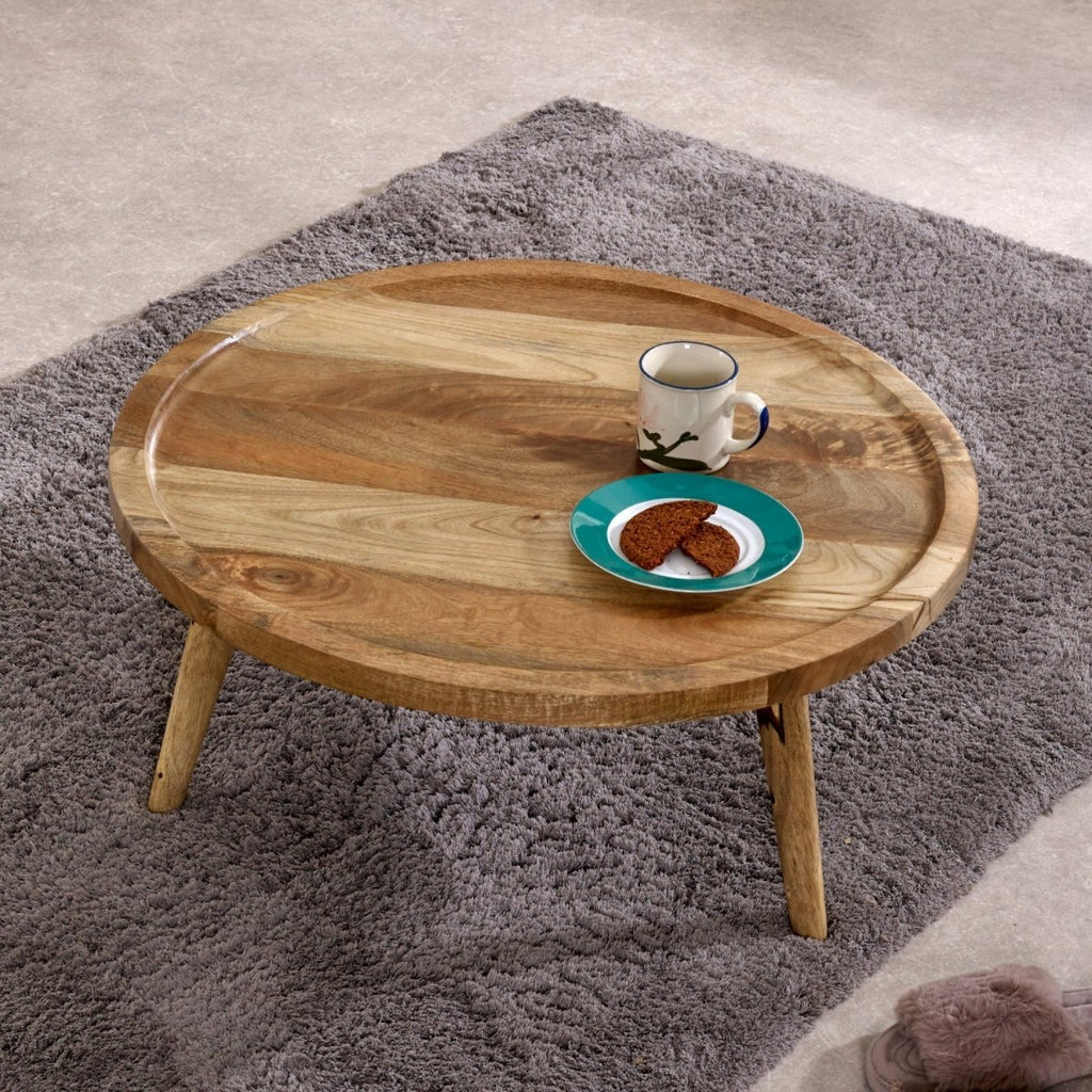 Marlow Light Mango Wood Round Low Coffee Table - Joe’s Haven