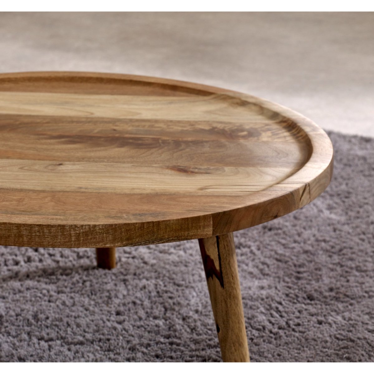 Marlow Light Mango Wood Round Low Coffee Table - Joe’s Haven