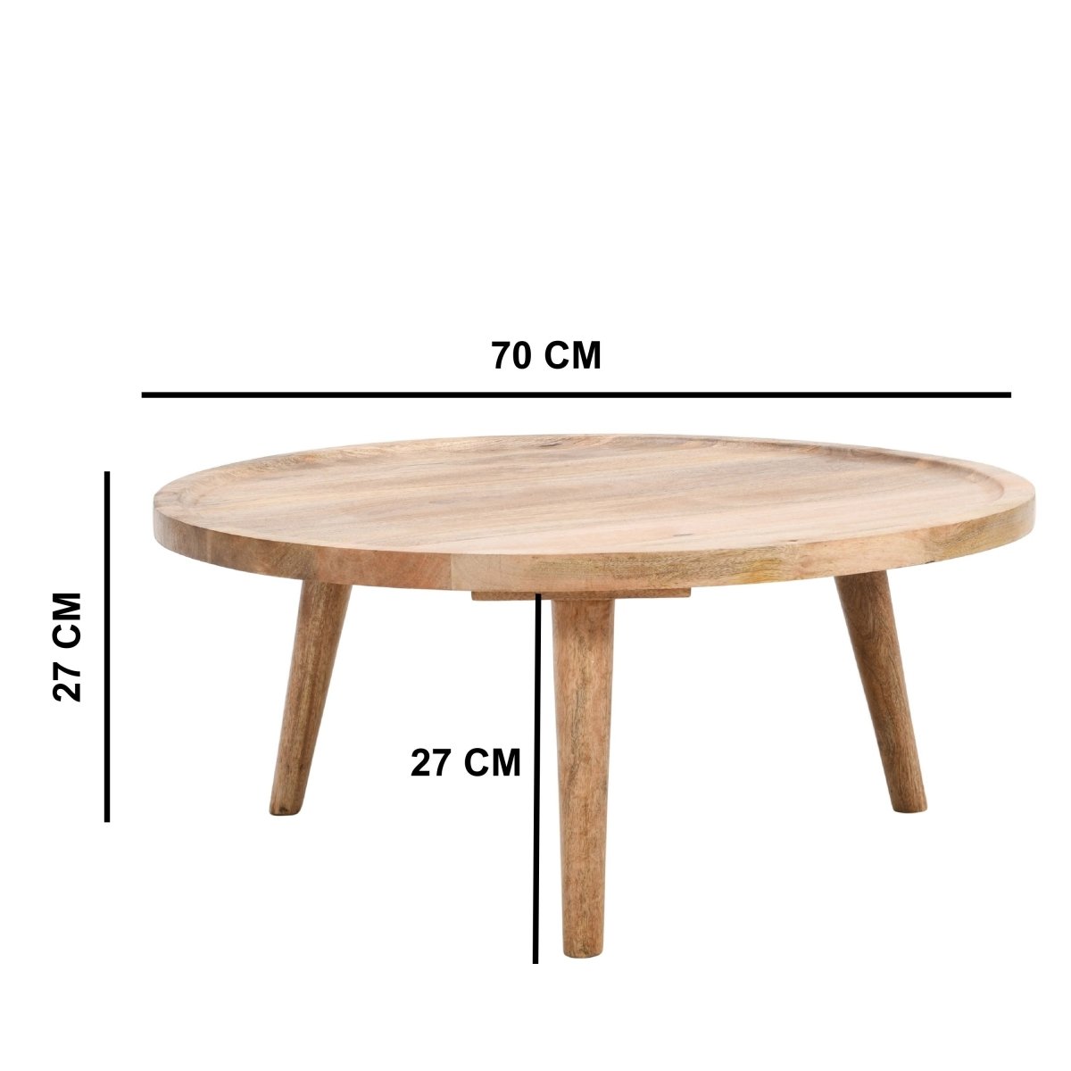Marlow Light Mango Wood Round Low Coffee Table - Joe’s Haven