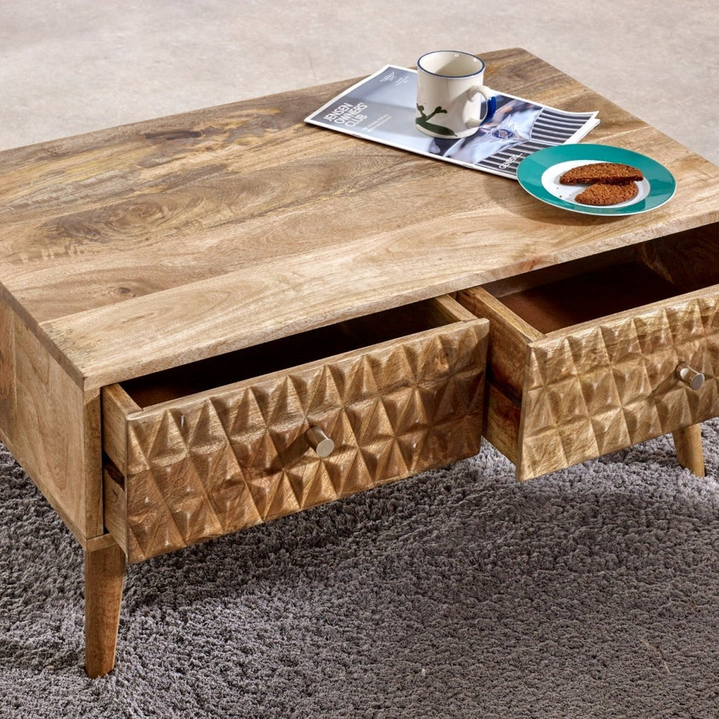Marlow Light Mango Wood Coffee Table with 2 Drawers - Joe’s Haven