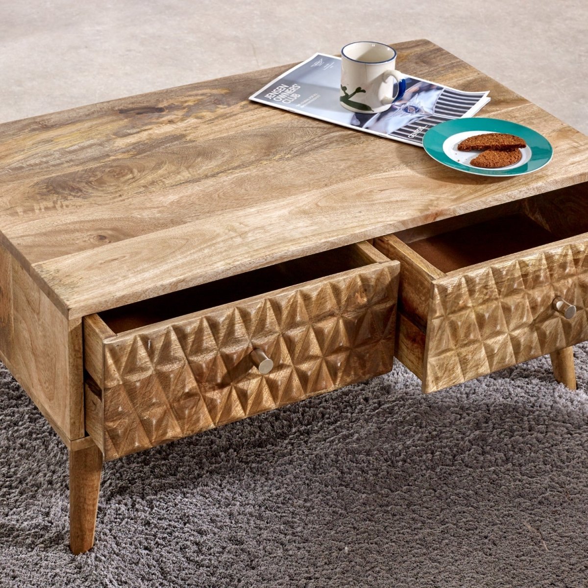 Marlow Light Mango Wood Coffee Table with 2 Drawers - Joe’s Haven