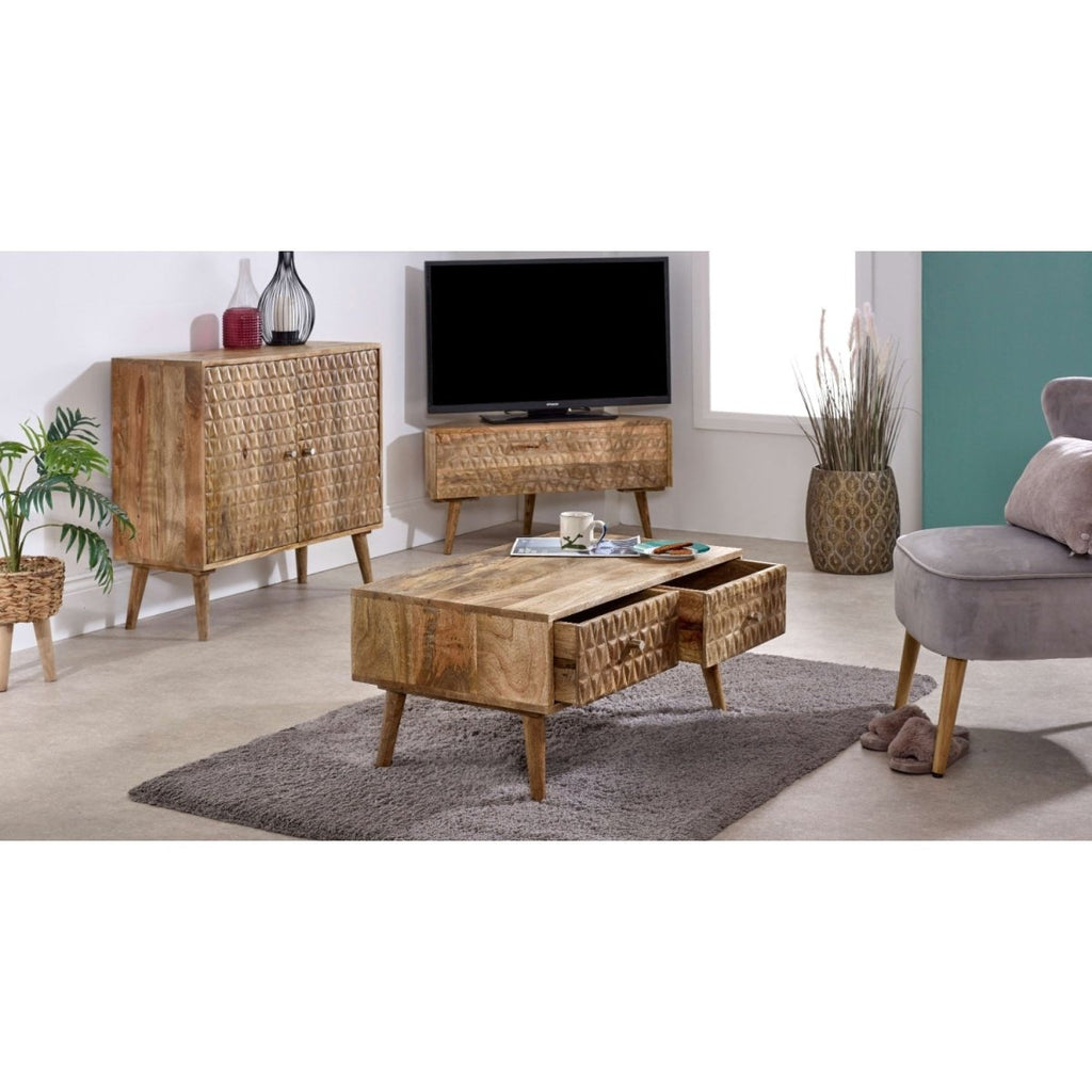 Marlow Light Mango Wood Coffee Table with 2 Drawers - Joe’s Haven