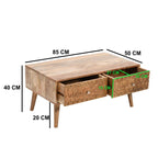 Marlow Light Mango Wood Coffee Table with 2 Drawers - Joe’s Haven