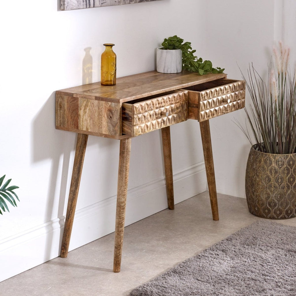 Marlow Light Mango Wood Console Table with 2 Drawers - Joe’s Haven