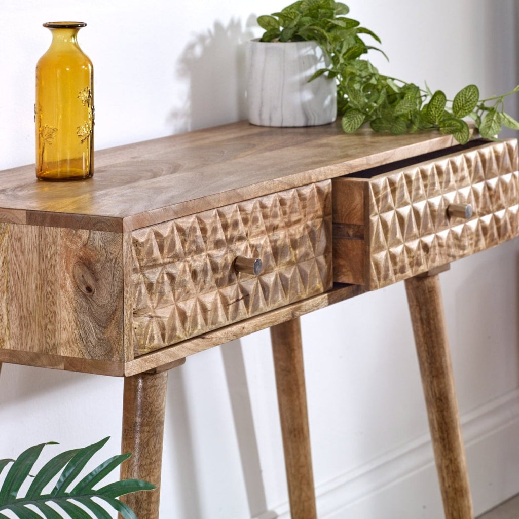 Marlow Light Mango Wood Console Table with 2 Drawers - Joe’s Haven